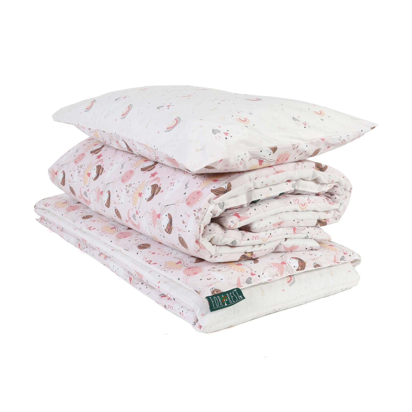 Fairy Organic Cotton Toddler 3 Piece All-in-One 4.0 Tog Quilt Bedding Set with Bumper