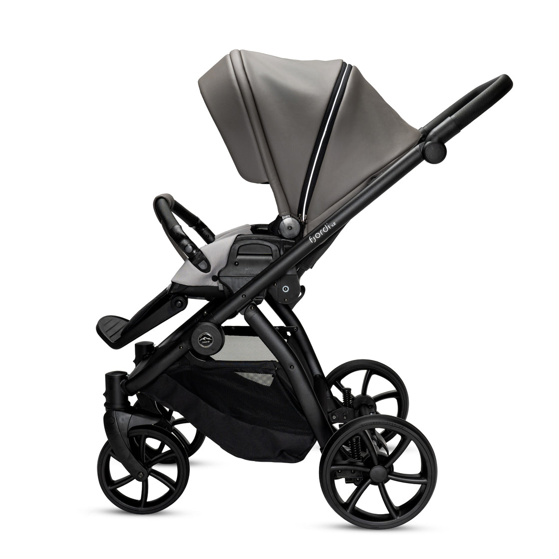Noordi Fjordi V2 Leather 2in1 Pushchair with ThermoCot™ Carrycot, Stone Grey
