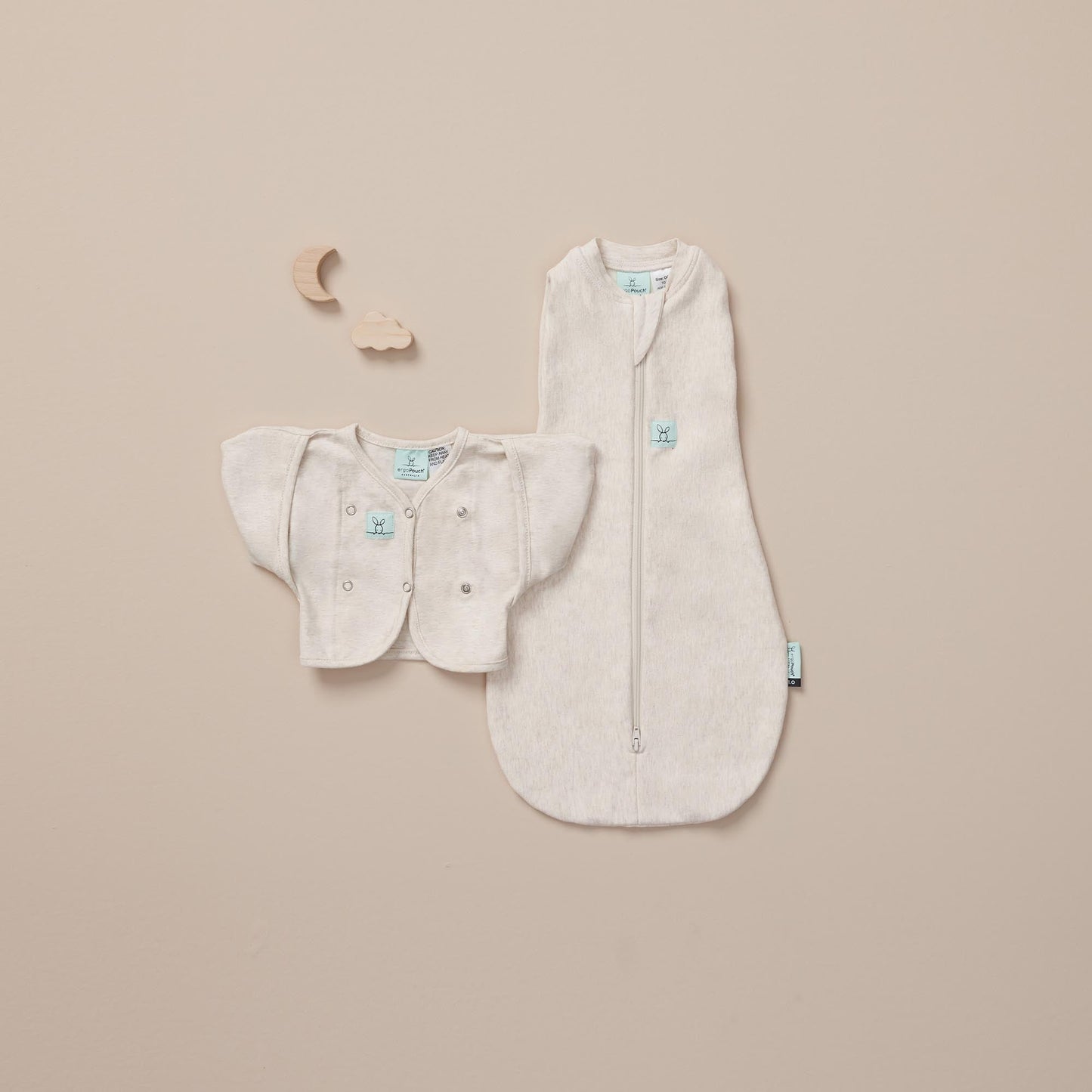 ergoPouch - Organic Short Sleeved Butterfly Sleep Swaddle Cardi - Oatmeal 0.2 TOG