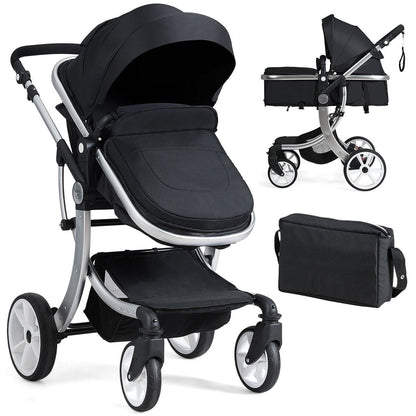 2 in 1 Foldable Baby Stroller with Rain Cover and Mosquito Net-Beige