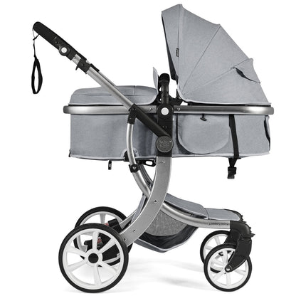 2 in 1 Foldable Baby Stroller with Rain Cover and Mosquito Net-Beige