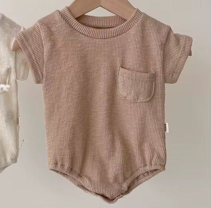 Lightweight Ribbed Pocket Baby Romper