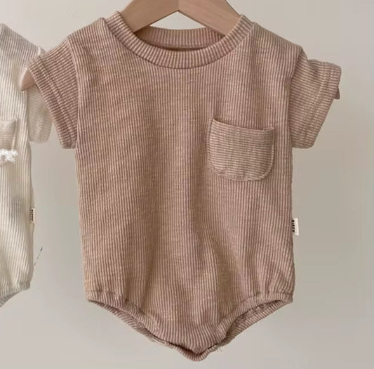 Lightweight Ribbed Pocket Baby Romper