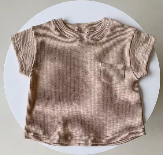 Lightweight Ribbed Cotton Pocket T-Shirt