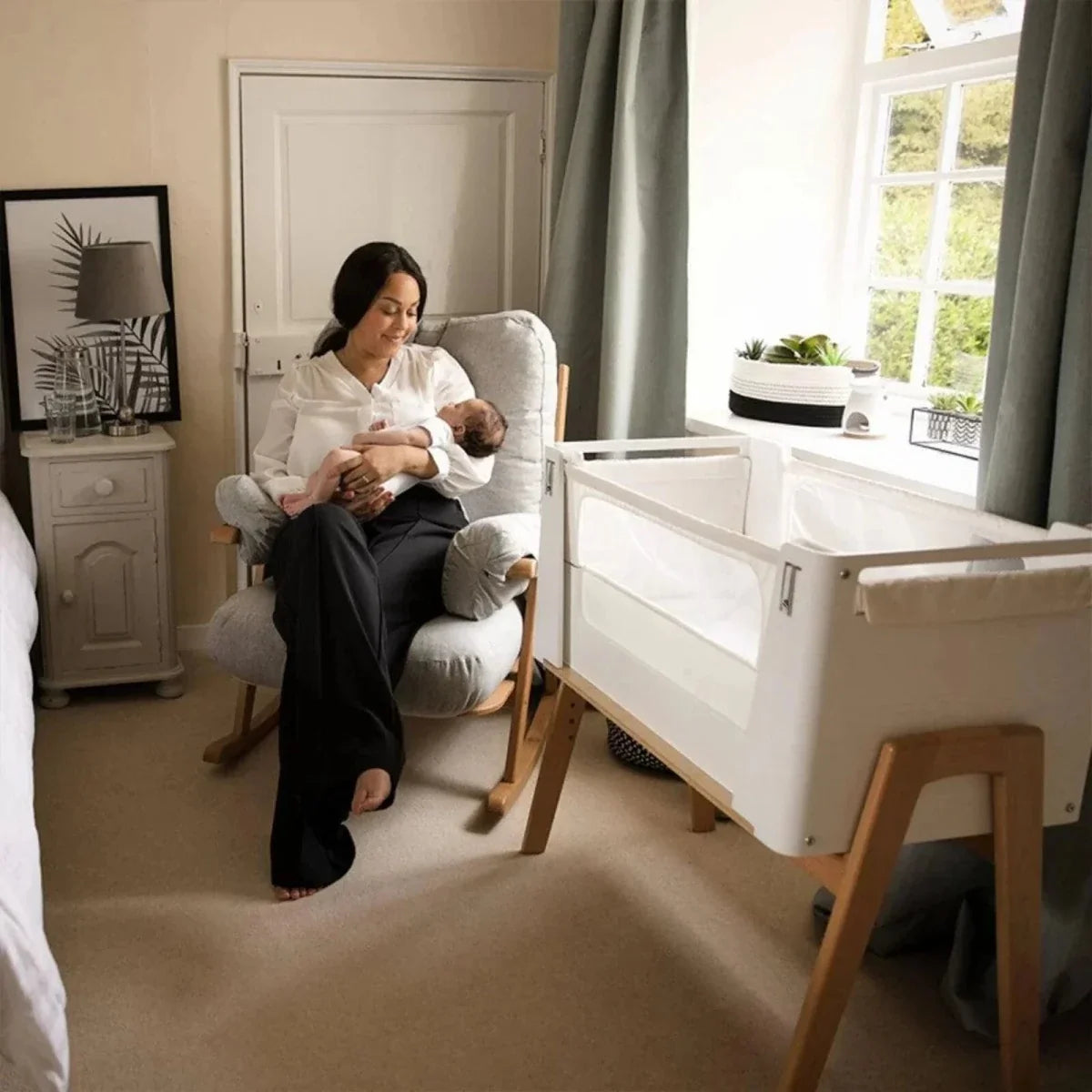 Gaia Baby Hera Bedside Crib² - White/Natural