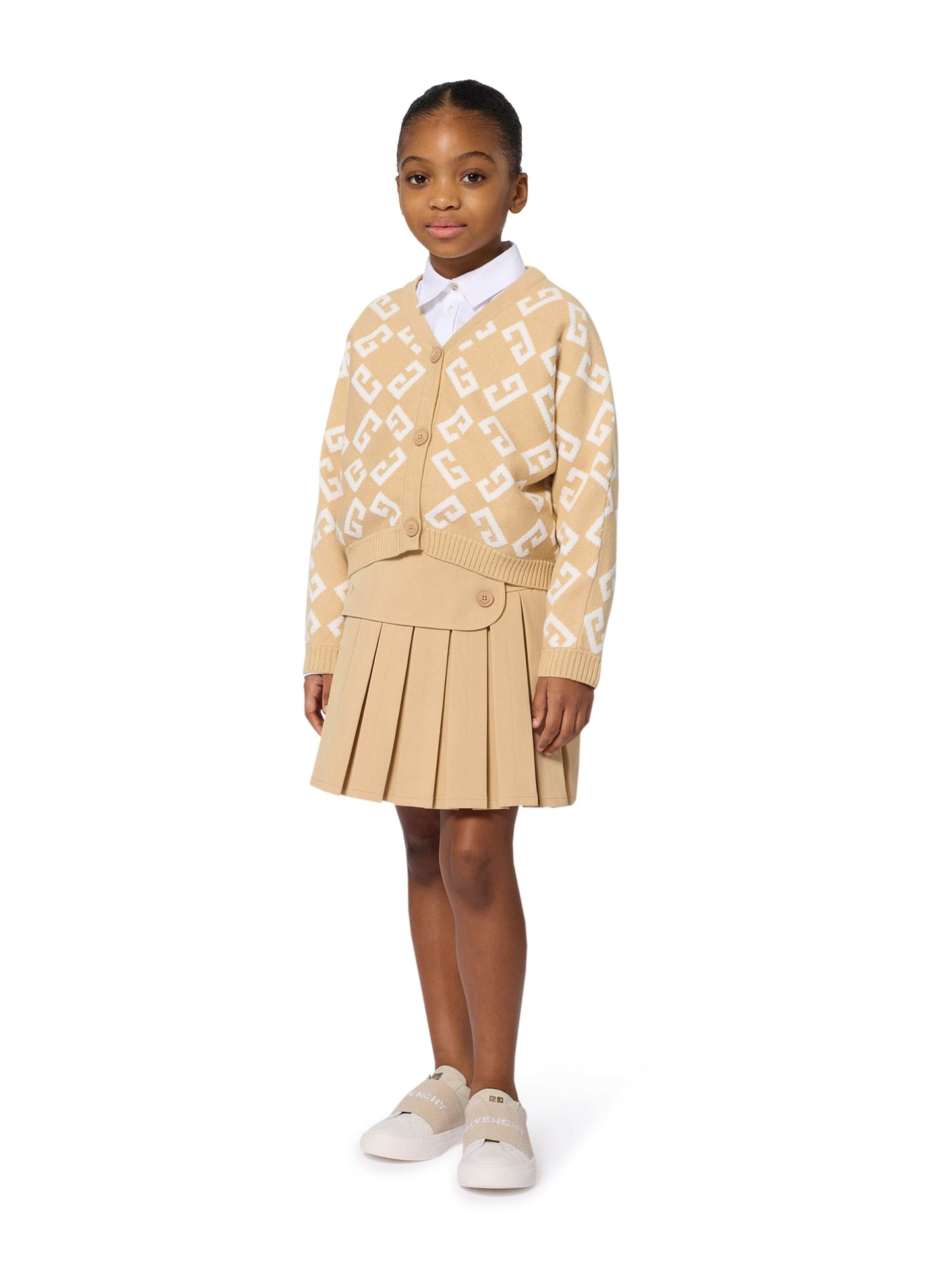 Givenchy Girls 4G Knitted Cardigan in Beige