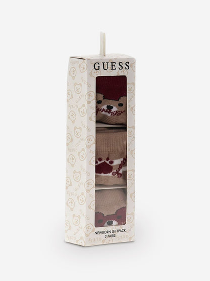 Guess Baby 3 Pack Socks Set in Brown