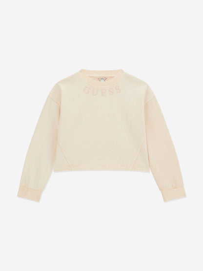 Guess Girls Oversized Logo Sweatshirt in Ivory