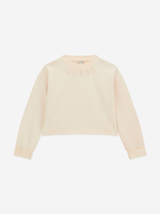 Guess Girls Oversized Logo Sweatshirt in Ivory
