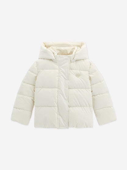 Guess Girls Hooded Puffer Jacket in Ivory