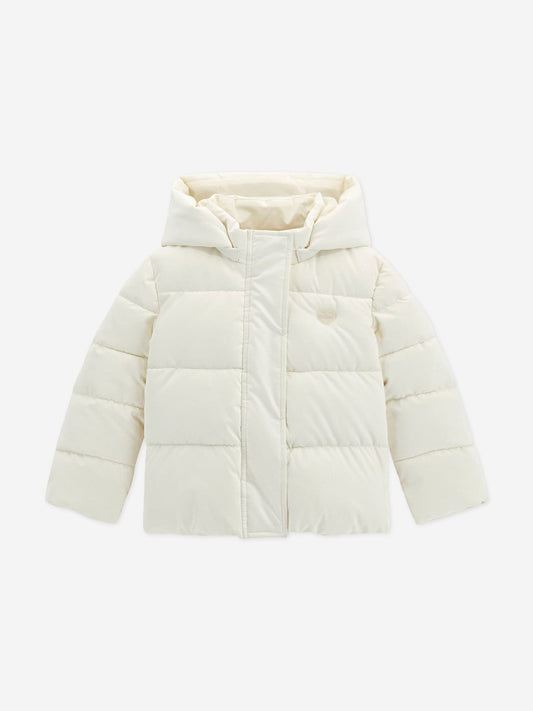 Guess Girls Hooded Puffer Jacket in Ivory