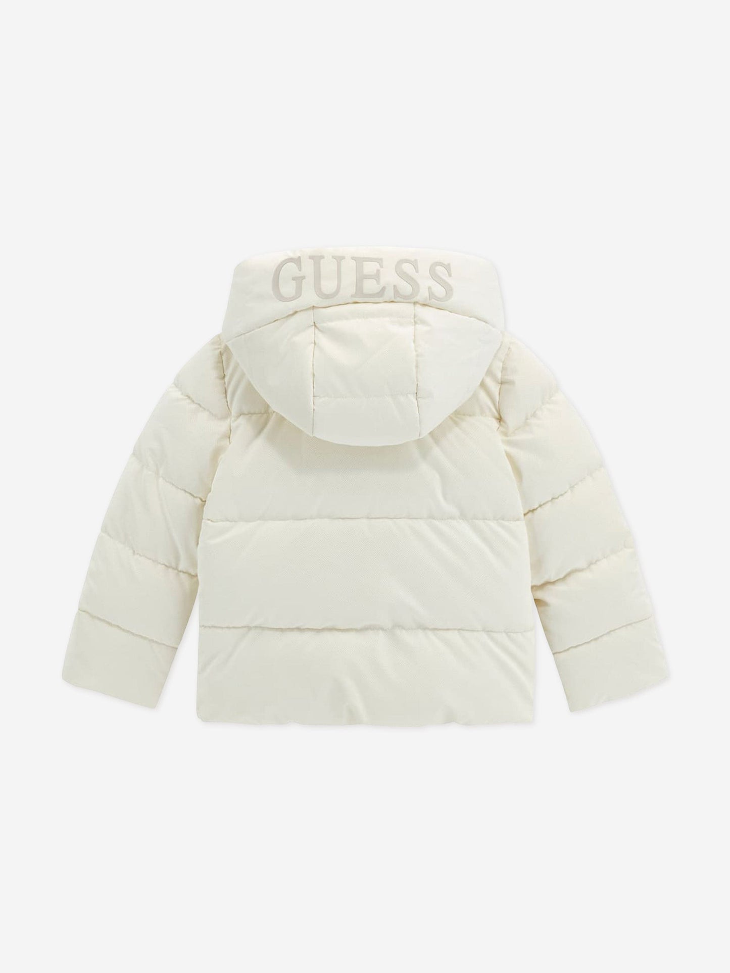 Guess Girls Hooded Puffer Jacket in Ivory