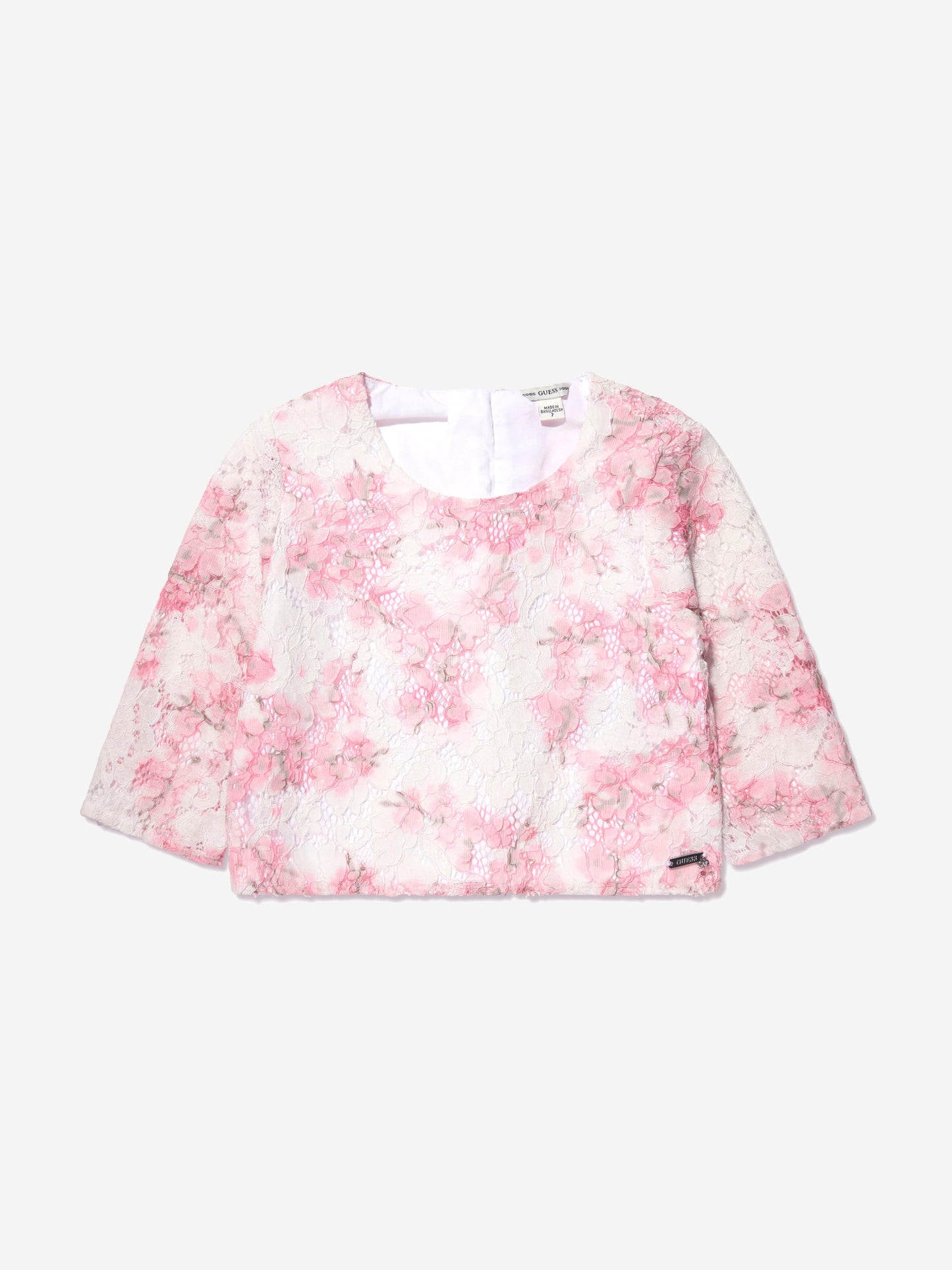 Guess Girls Cherry Blossom Lace Blouse in Pink
