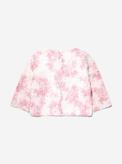 Guess Girls Cherry Blossom Lace Blouse in Pink