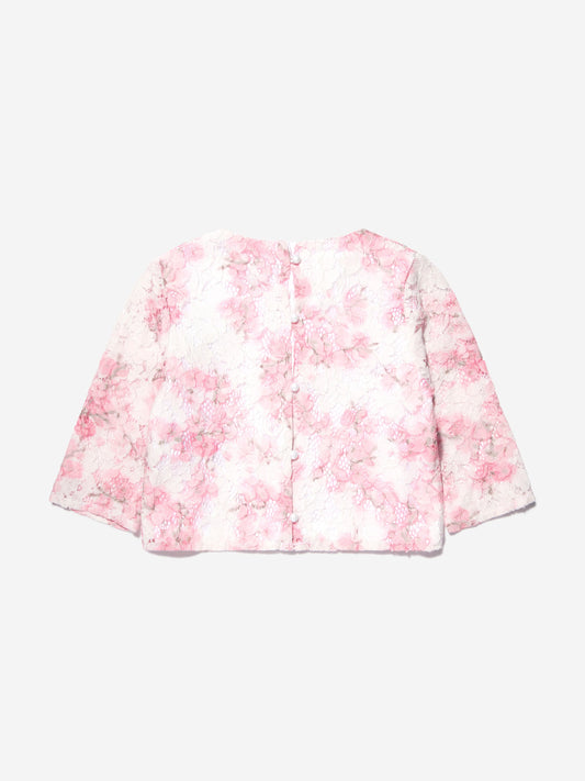 Guess Girls Cherry Blossom Lace Blouse in Pink