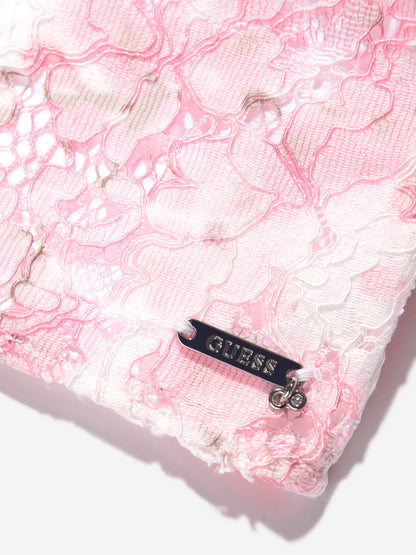 Guess Girls Cherry Blossom Lace Blouse in Pink