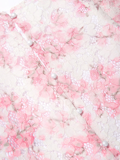 Guess Girls Cherry Blossom Lace Blouse in Pink