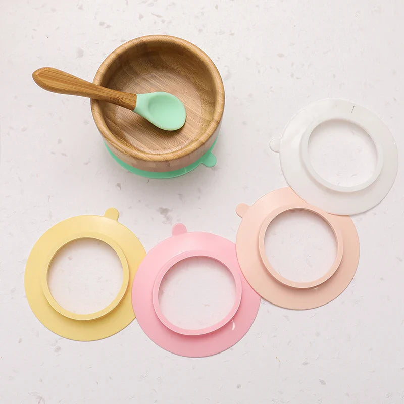 BOOMET Wooden Baby Bowl Set – Suction Plate with Fork & Spoon