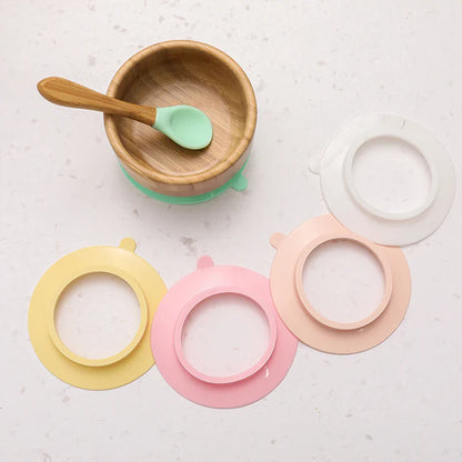 BOOMET Wooden Baby Bowl Set – Suction Plate with Fork & Spoon