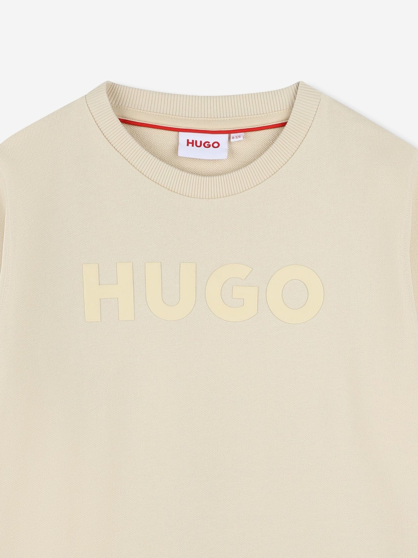 Hugo Boys Logo Print Sweatshirt in Beige
