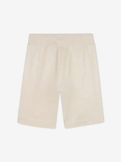 Hugo Boys Logo Print Bermuda Shorts in Beige