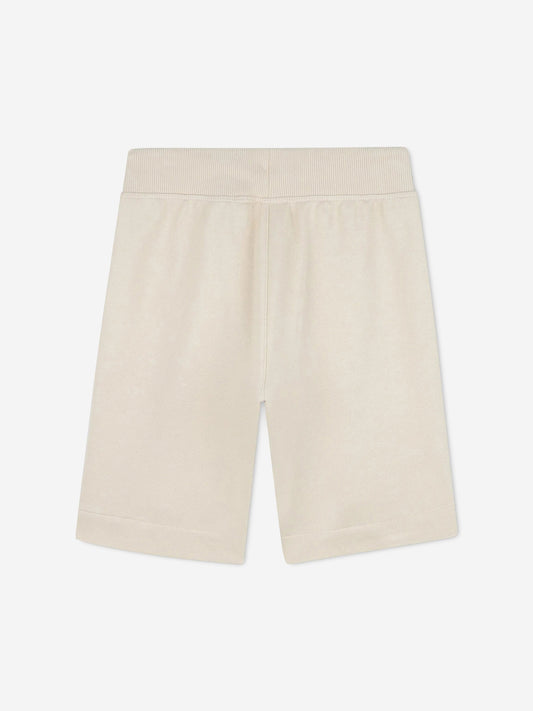 Hugo Boys Logo Print Bermuda Shorts in Beige