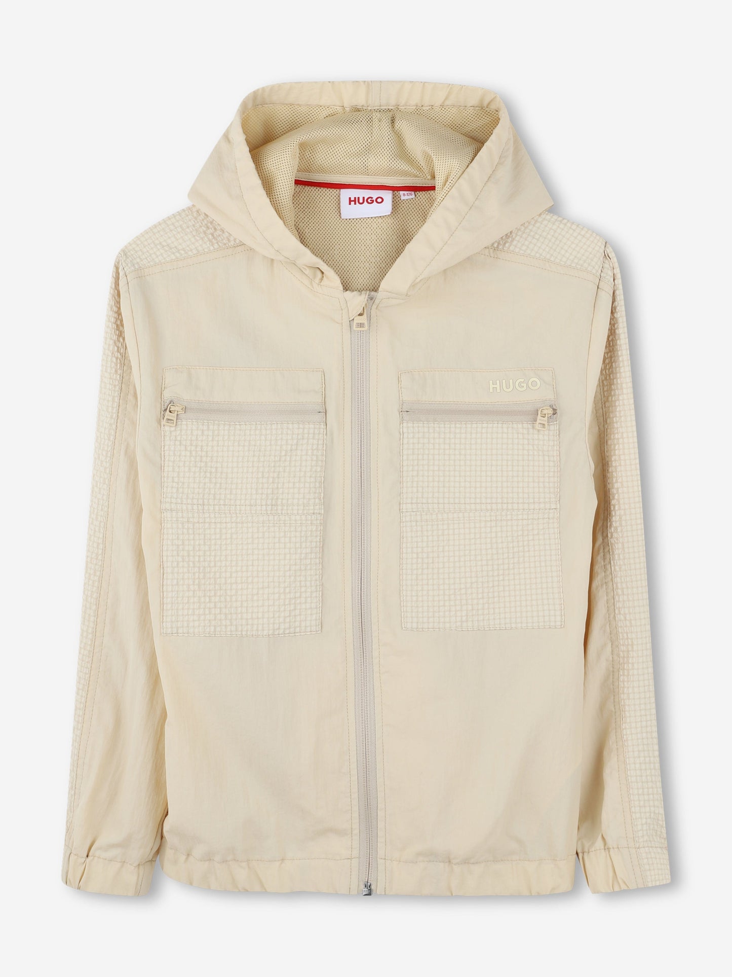Hugo Boys Hooded Windbreaker in Beige