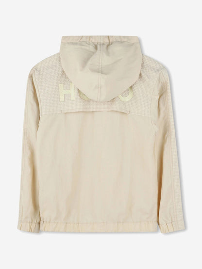 Hugo Boys Hooded Windbreaker in Beige
