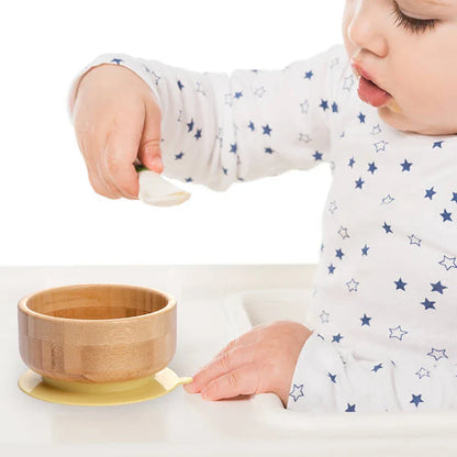 BOOMET Wooden Baby Bowl Set – Suction Plate with Fork & Spoon