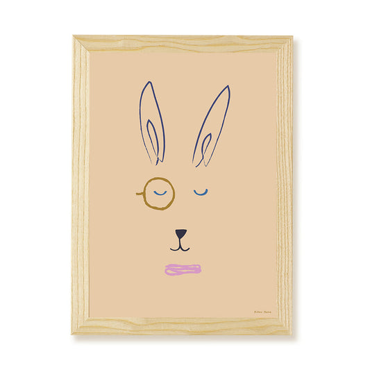 Hibou Design Hector Hare Art Print - Plaster Pink