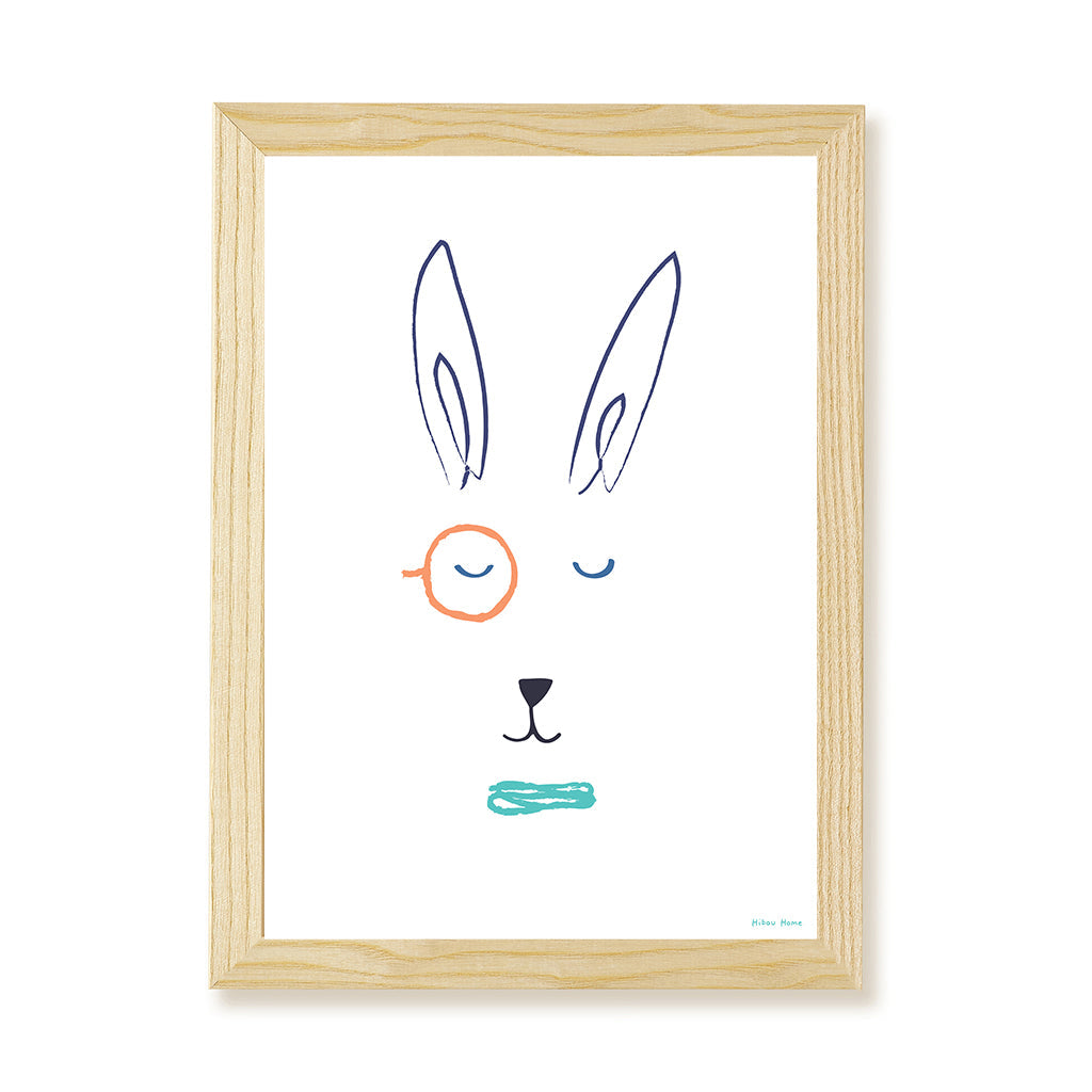 Hibou Design Hector Hare Art Print - White