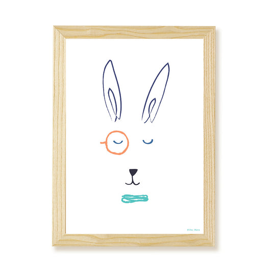 Hibou Design Hector Hare Art Print - White