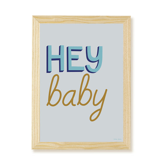 Hibou Design Hey Baby Art Print - Blue