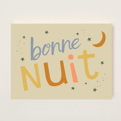 Hibou Design Bonne Nuit Art Print - Sand