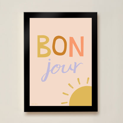 Hibou Design Bonjour Art Print - Pink