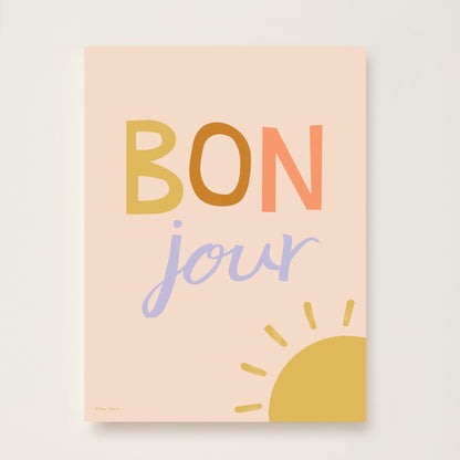 Hibou Design Bonjour Art Print - Pink