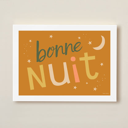 Hibou Design Bonne Nuit Art Print  - Burnt Orange