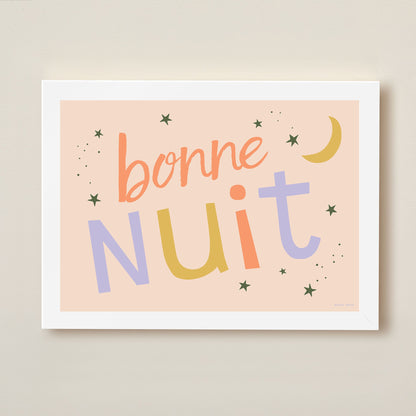 Hibou Design Bonne Nuit Art Print - Confetti Pink