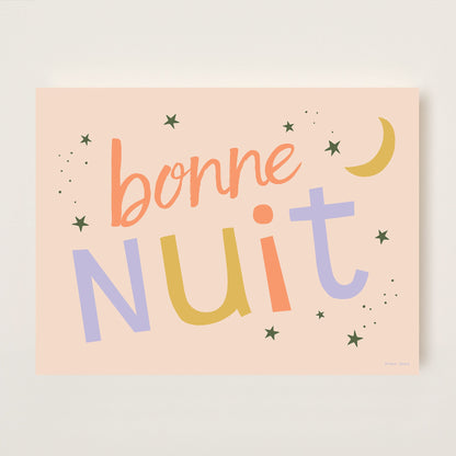 Hibou Design Bonne Nuit Art Print - Confetti Pink