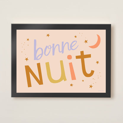 Hibou Design Bonne Nuit Art Print - Pink Toffee