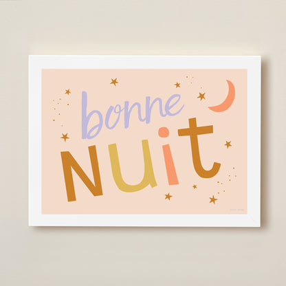 Hibou Design Bonne Nuit Art Print - Pink Toffee