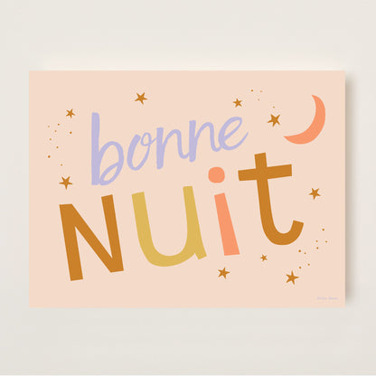 Hibou Design Bonne Nuit Art Print - Pink Toffee