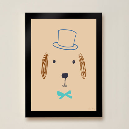 Hibou Design Bruno Dog Art Print - Plaster Pink