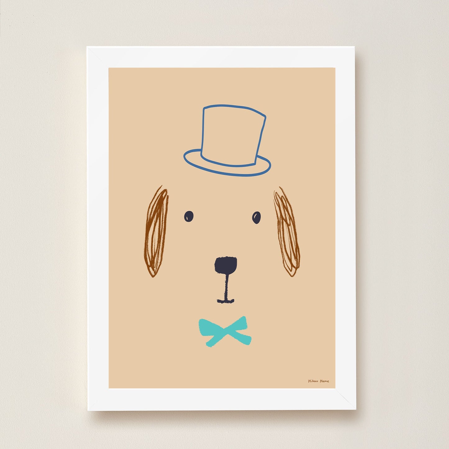 Hibou Design Bruno Dog Art Print - Plaster Pink