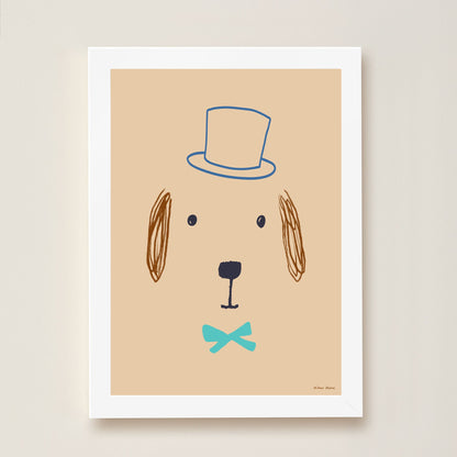 Hibou Design Bruno Dog Art Print - Plaster Pink