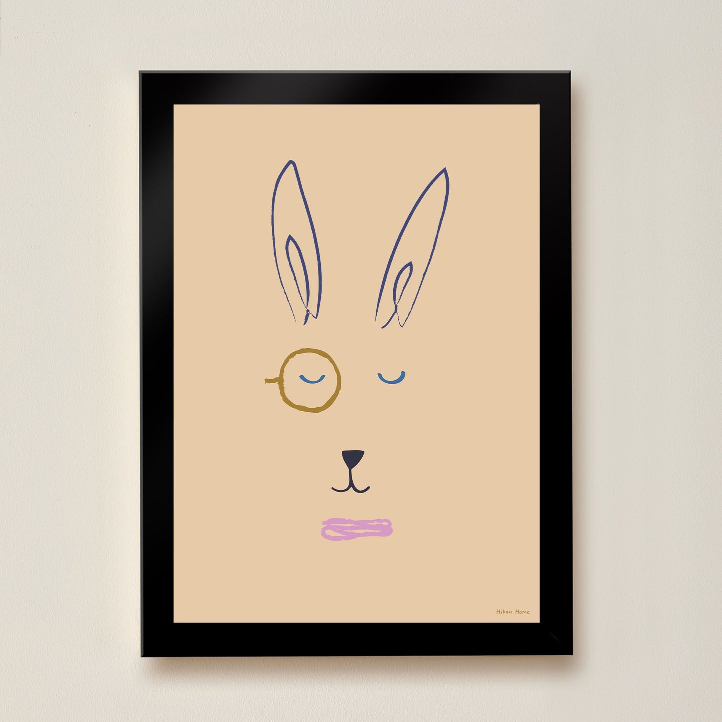 Hibou Design Hector Hare Art Print - Plaster Pink