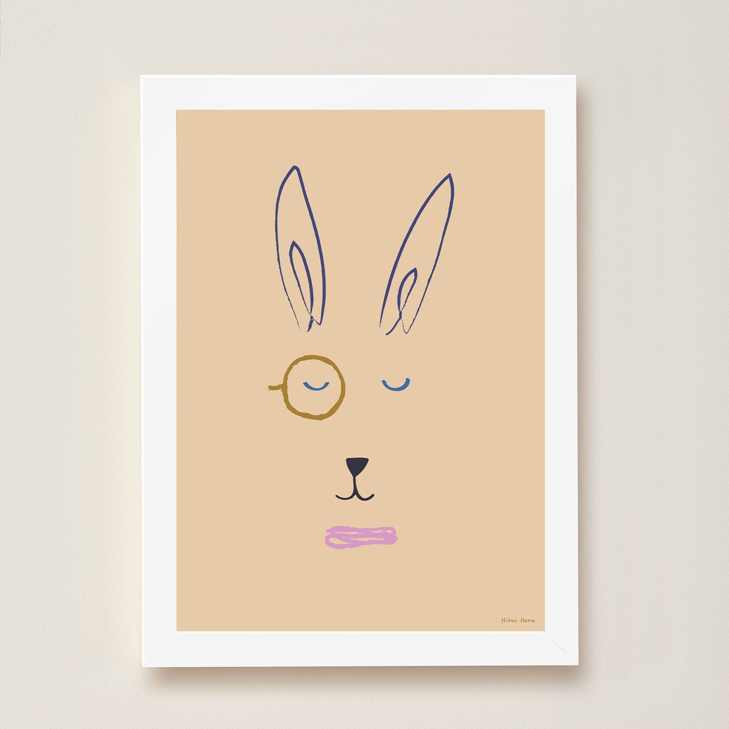 Hibou Design Hector Hare Art Print - Plaster Pink