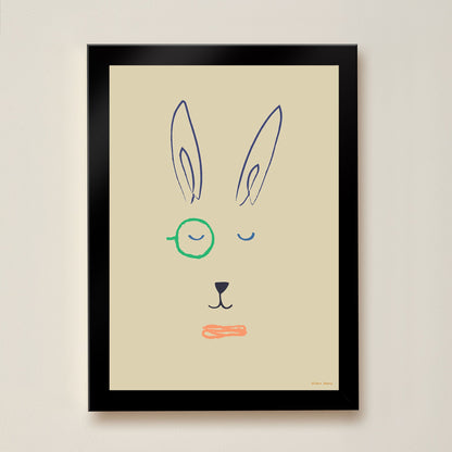 Hibou Design Hector Hare Art Print - Sand