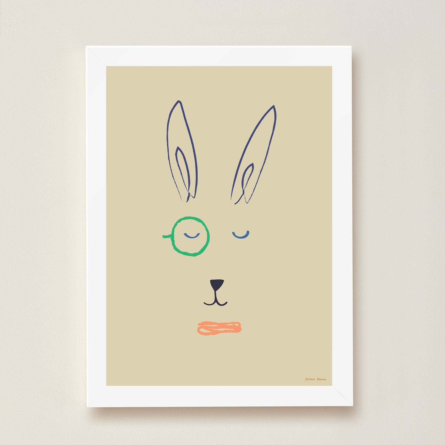 Hibou Design Hector Hare Art Print - Sand