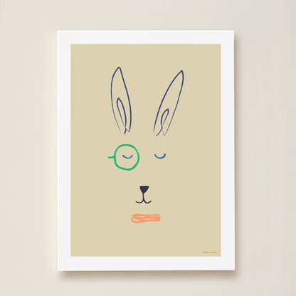 Hibou Design Hector Hare Art Print - Sand